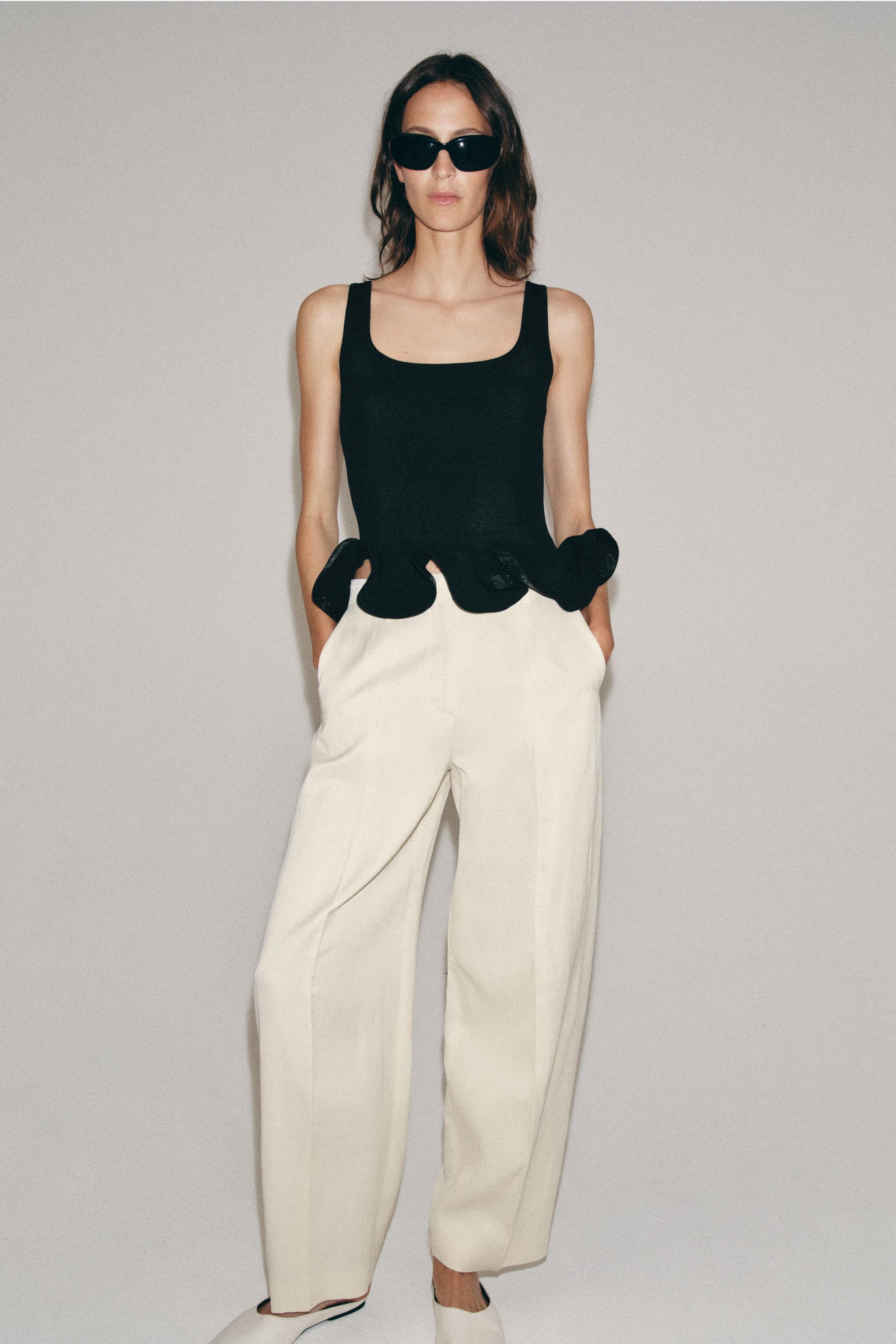 Zw Collection Balloon Trousers With Linen Blend