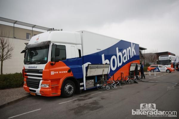 It's hard to travel incognito when your team truck is wrapped like this.