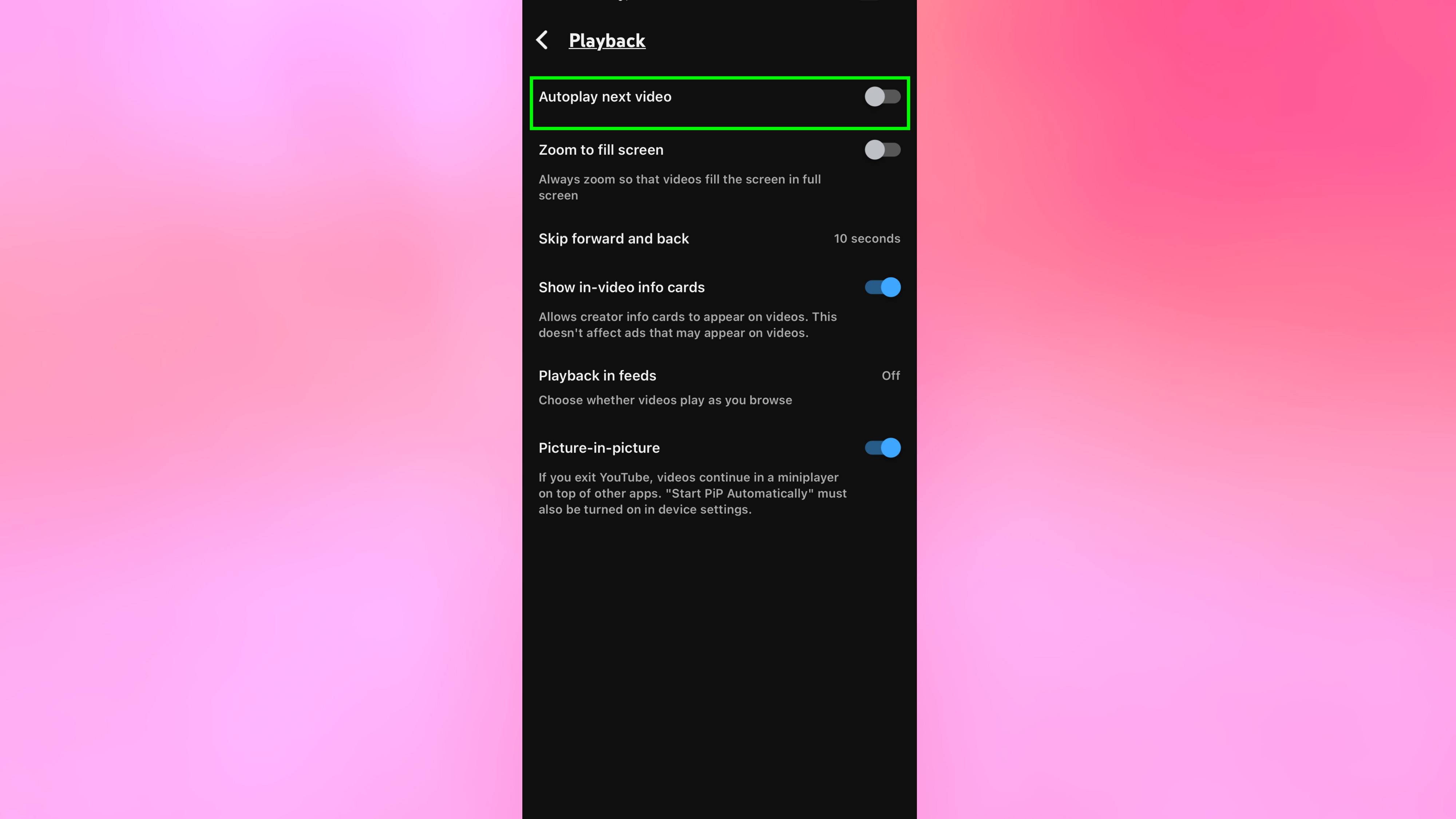 Autoplay next video toggled off in youtube