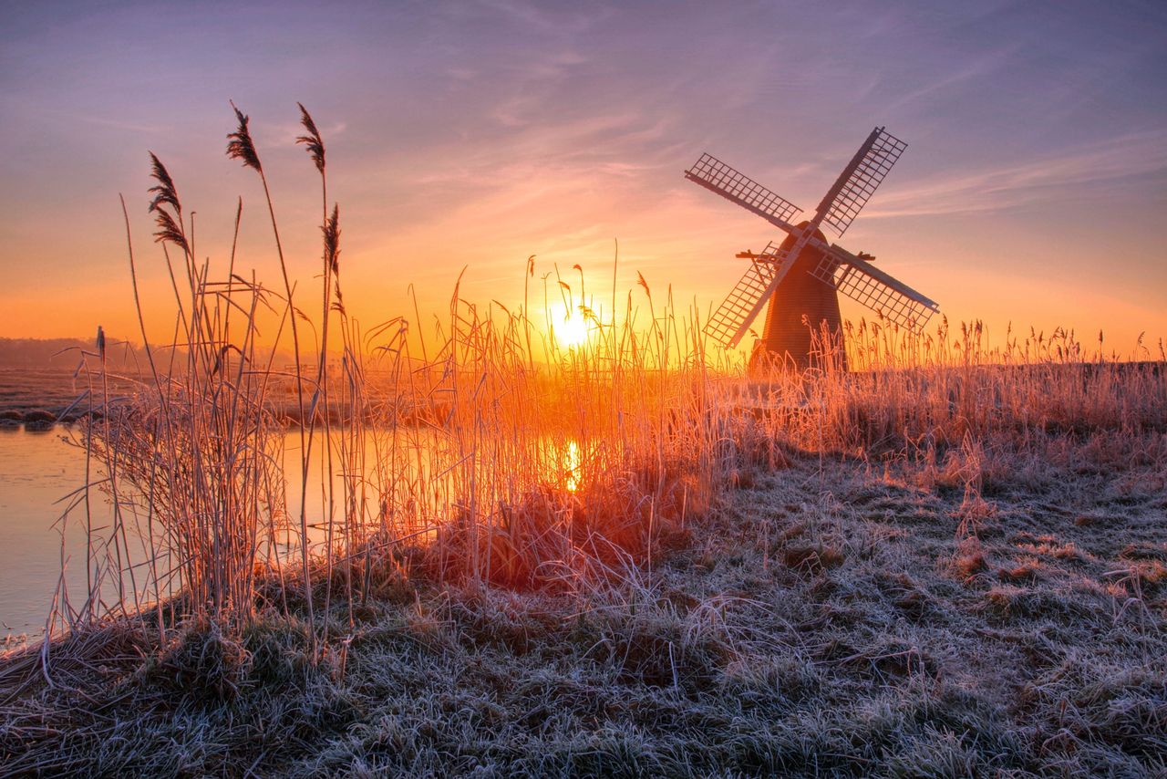 Time seems to stand still at Herringfleet, Suffolk, where hoar frost glitters at dawn.