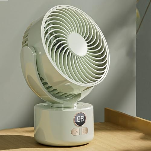 Desk Fan Portable Rechargeable With Usb Small Fans for Bedroom,oscillating Cooling Slient Table Fan Long Time Work,personal Quiet Oscillating Super Power Turbo Fan (green)