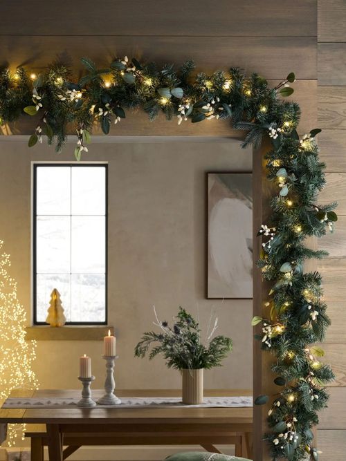 Green Artificial Light Up Christmas Garland, Medium