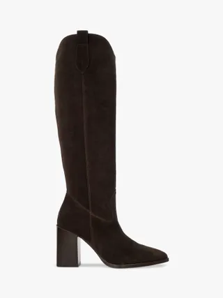 Dune Tavern Suede Pointed Knee High Boots