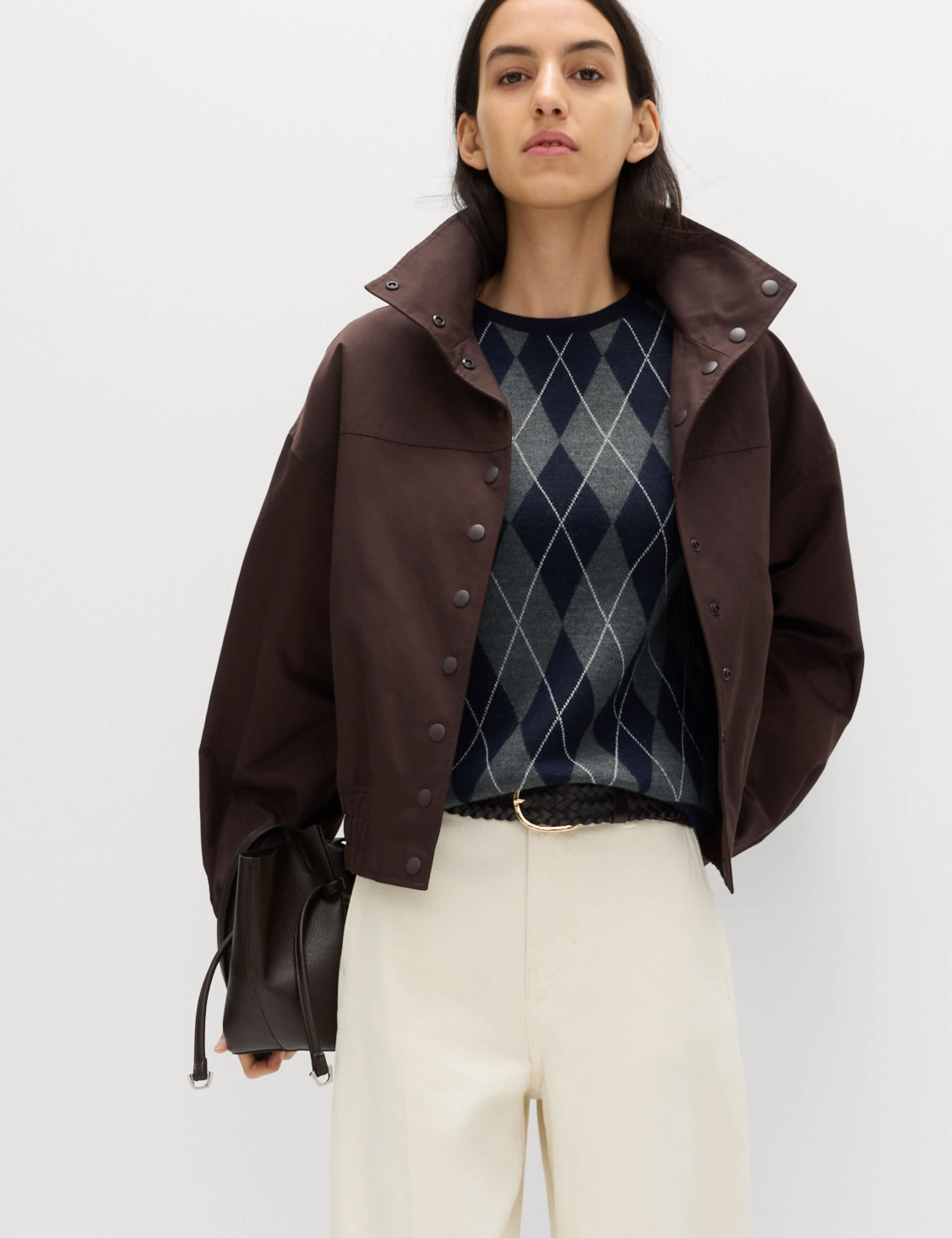 Cotton Rich Funnel Neck Bomber Jacket