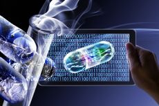 Biotechnology companies development and research of new drugs by AI robots 