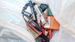 Makeup in a trash bag