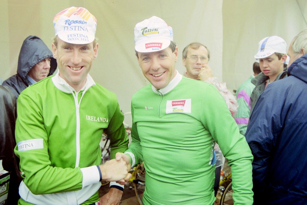 Irish duo Sean Kelly and Stephen Roche at the 1993 Worlds
