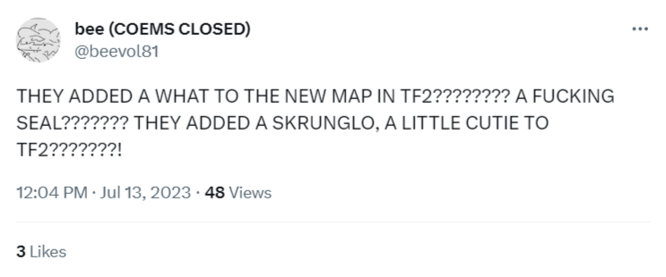 A tweet about the Team Fortress 2 seal.