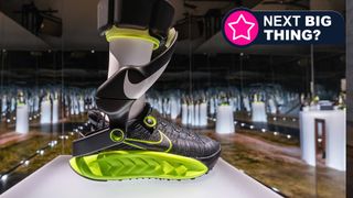 The Nike Project Amplify powered shoes in a factory