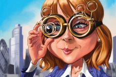 UK small-cap stocks illustration for MoneyWeek - woman looking through opticians' lenses