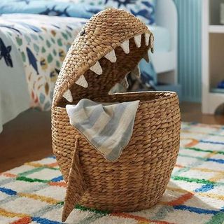 hyacinth laundry basket with shark teeth