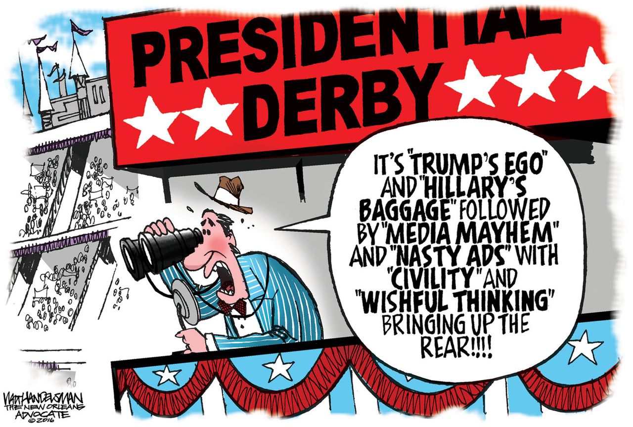 Political Cartoon U.S. Kentucky Derby 2016