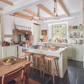 Light green farmhouse kitchen