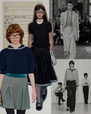 a collage depicting models wearing the geek chic fashion aesthetic