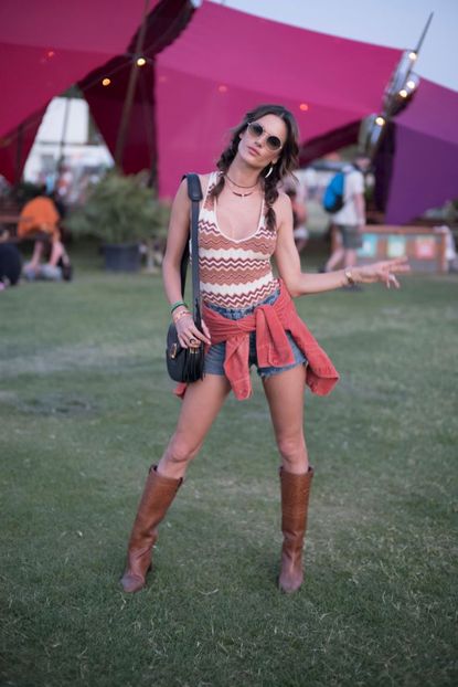 Top + Denim Shorts + Boots