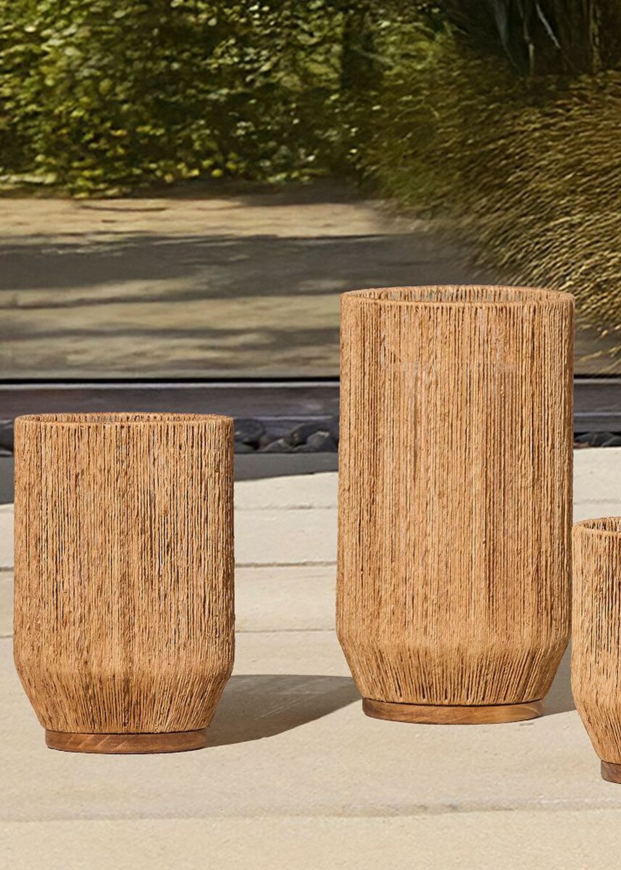 A raffia woven lantern from West Elm