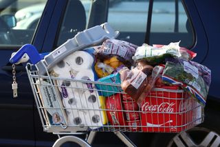 supermarket trolley, supermarket food shortages