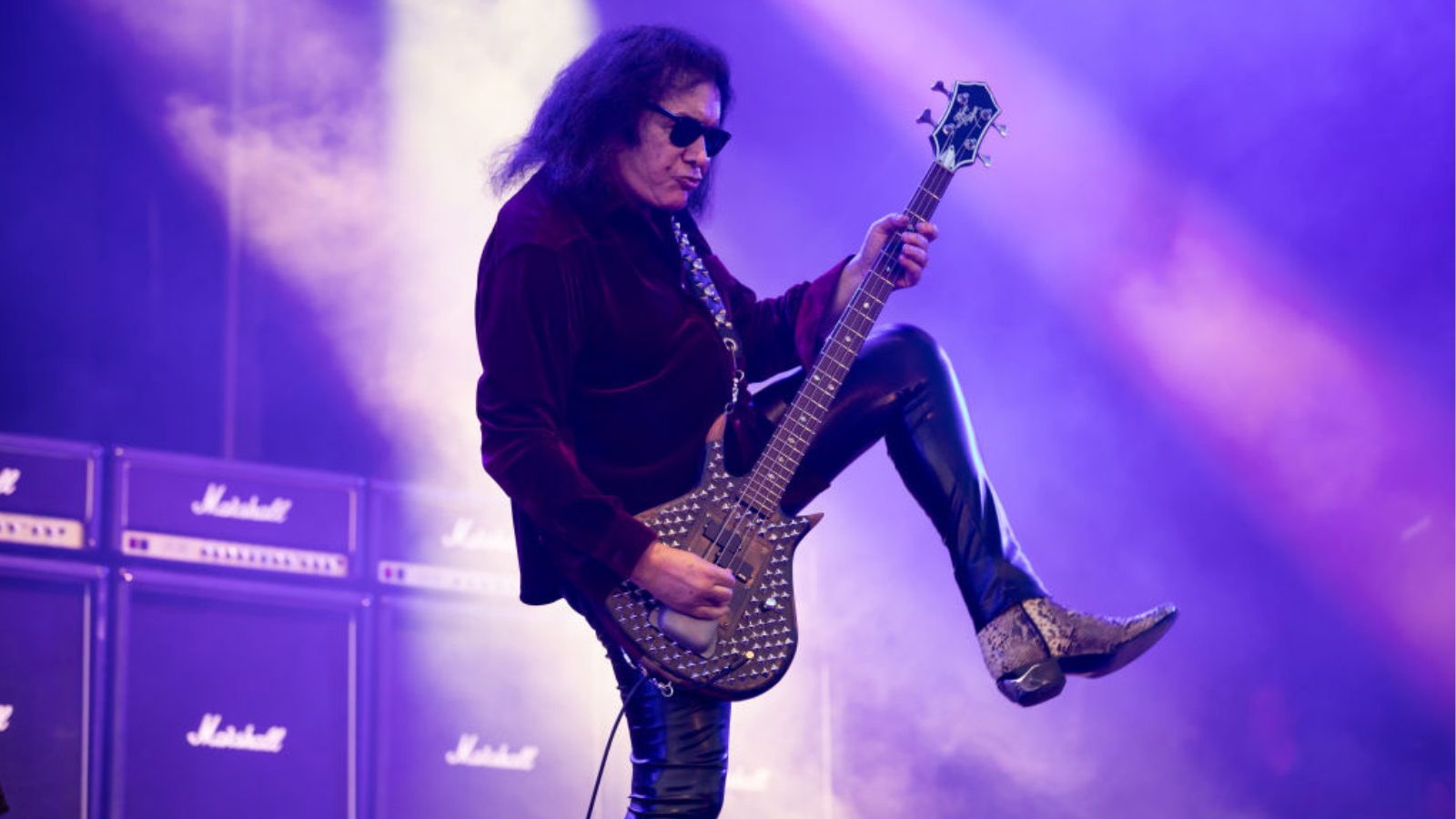 Gene Simmons of Gene Simmons Band performs at Alcatraz Metal Fest on August 11, 2024 in Kortrijk, Belgium.