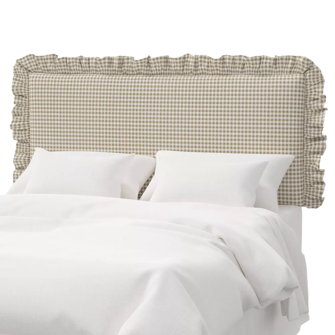Twin Ruffled Wall Mounted Headboard in Kale Gingham Taupe Cream - Threshold™ Designed With Studio Mcgee