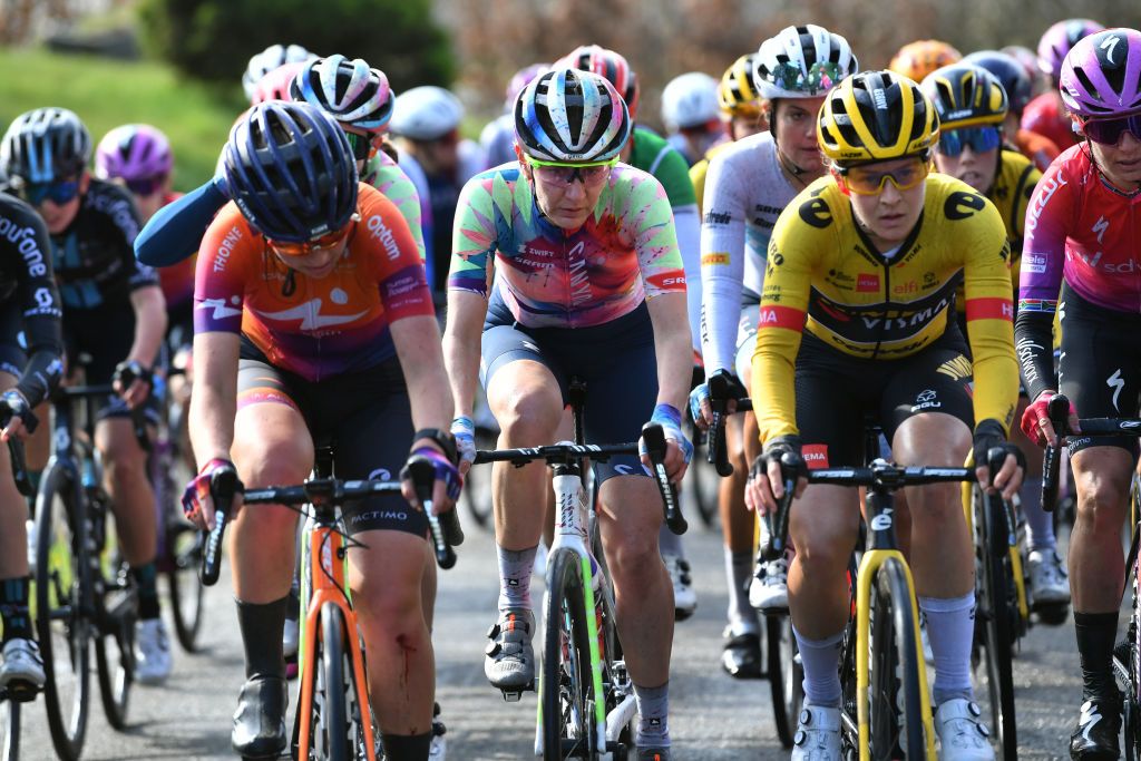 LIEGE BELGIUM APRIL 24 Alena Amialiusik of Belarus and Team CanyonSRAM Racing C competes during the 6th Liege Bastogne Liege 2022 Femmes a 1421km one day race from Bastogne to Lige LBL LBLwomen UCIWWT on April 24 2022 in Liege Belgium Photo by Luc ClaessenGetty Images