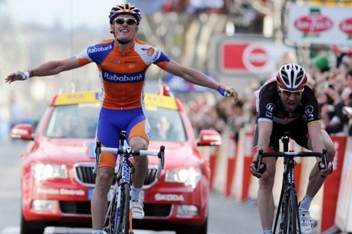 Luis Leon Sanchez (Rabobank) celebrates his Paris-Nice stage win