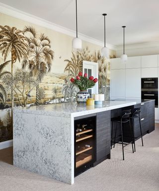 Decorative kitchen with full-scale mural