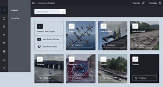 Fabrik interface showing thumbnails of projects