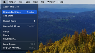 Apple Menu with System Settings highlighted