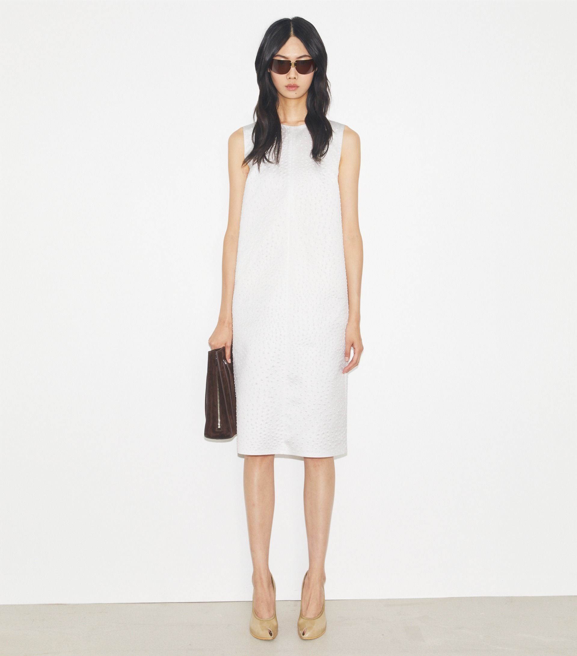 Textured Dress in White, Size 0