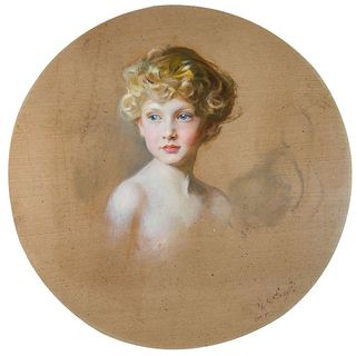 Richard George Archibald Lucian Hungerford Crewe-Milnes, Earl of Madeley, 1914, by Philip de László (1869–1937), 26in diameter, West Horsley Place, Surrey.