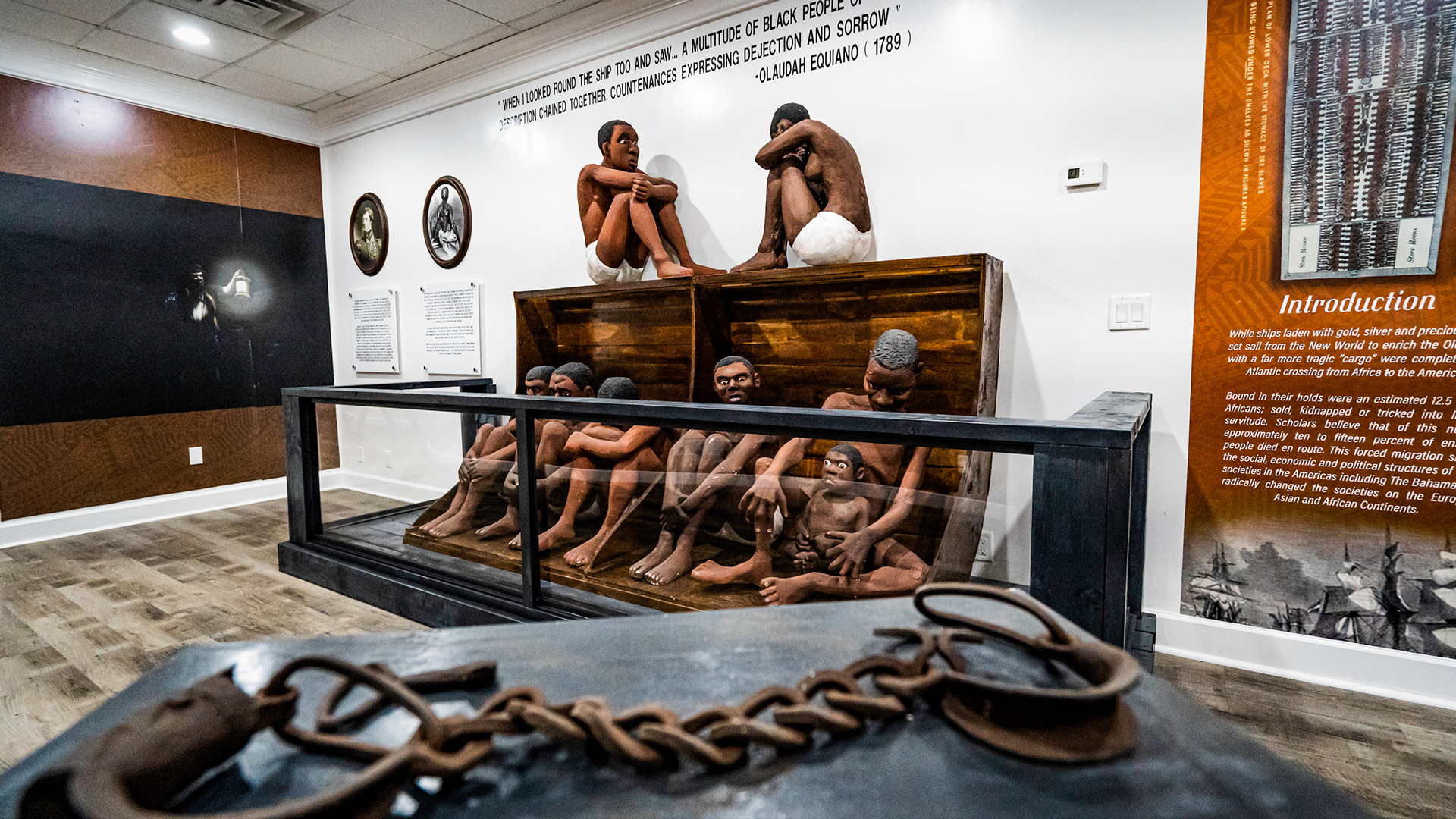 A museum display that depicts the transatlantic slave trade.