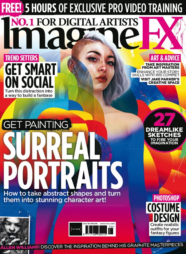 IFX 161 cover of a woman with half a buzz cut on a colourful, swirling background