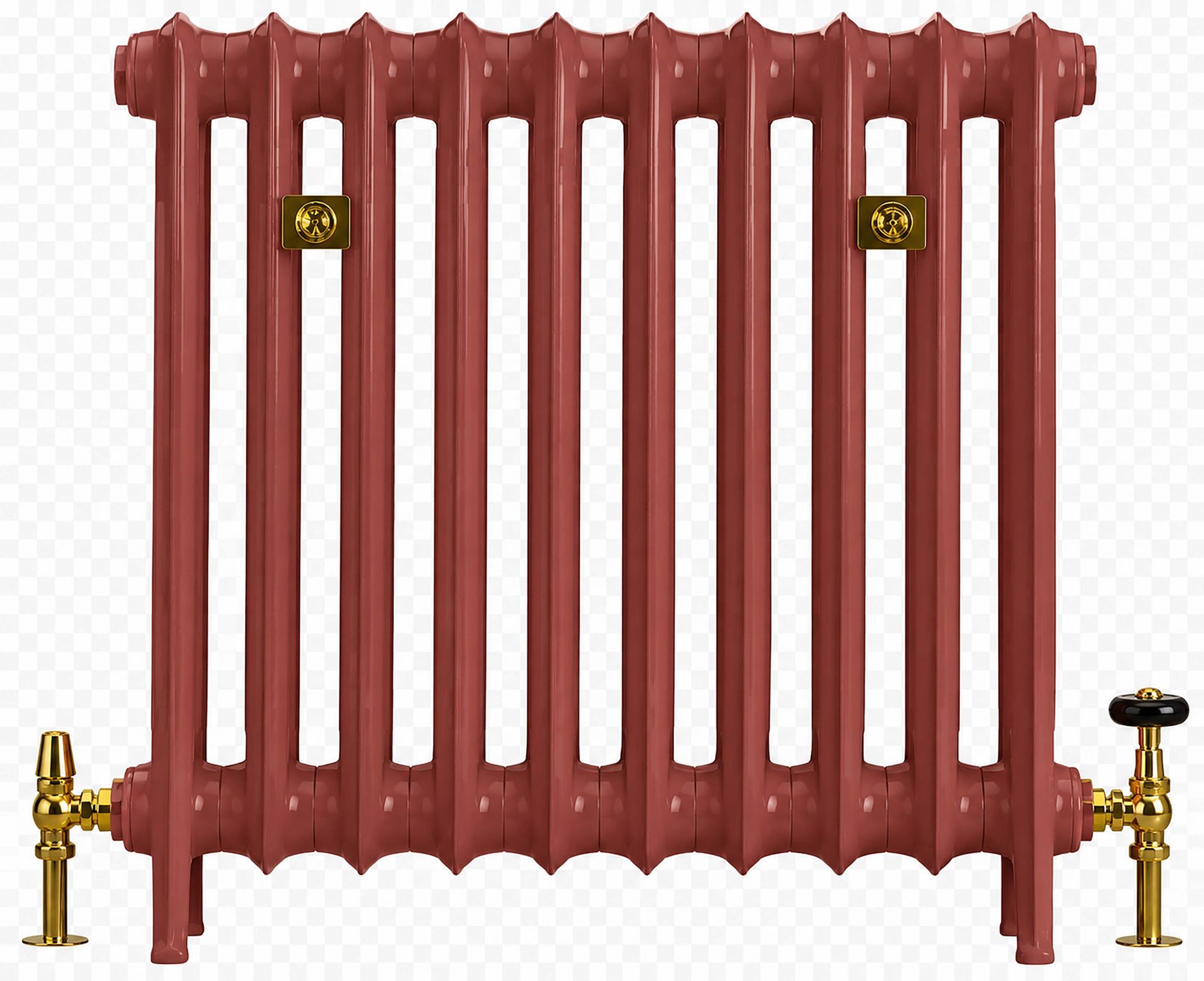 Cast-iron radiator in a darkish red colour