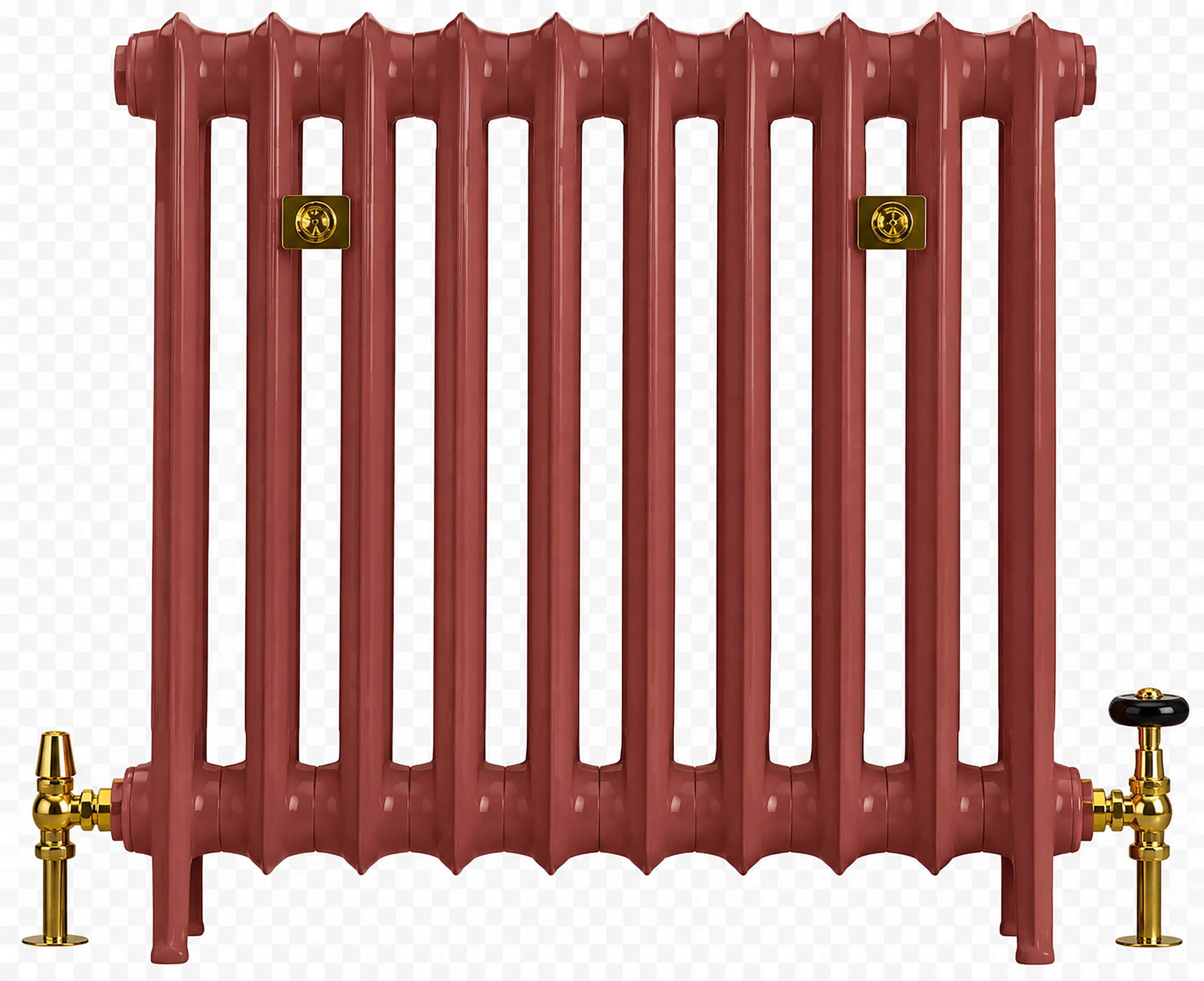 Cast-iron radiator in a darkish red colour