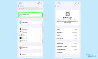 در منوی برنامه ها روی Default Apps ضربه بزنید تا به صفحه برنامه های پیش فرض بروید که در آن می توانید تنظیمات را تغییر دهید