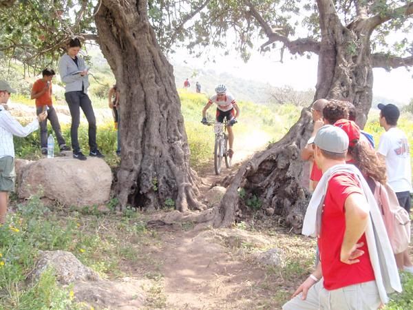 Austrian Champion Hannes Metzler flowing through a ancient olive tree that was incorporated into the course