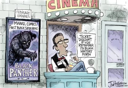 Political cartoon U.S. Black History Month Black Panther movie