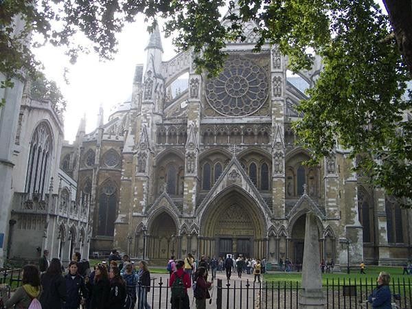 The grand entrance to Westminster Abbey