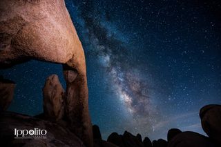 Milky Way Over Joshua Tree National Park, California, at Arch Rock