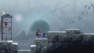 Two aliens punch it up against a harrowing frozen snowscape.