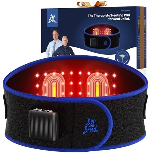 Bob and Brad Thermored Heating Pad Belt Massager for Lower Back Support, Fsa Cordless Wearable Near Infrared Heat & Red Light Lumbar Back Wrap With Adjustable Vibration Hsa Eligible, Gift for Family