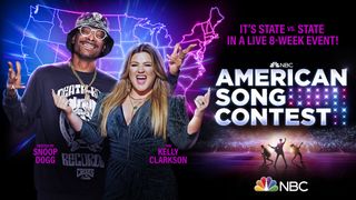 The American Song Contest key art, featuring hosts Kelly Clarkson and Snoop Dogg.
