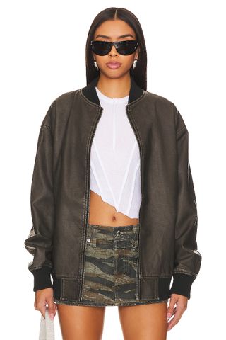 Ariel Faux Leather Bomber