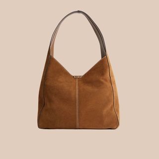 Flat lay image of a tan tote bag 