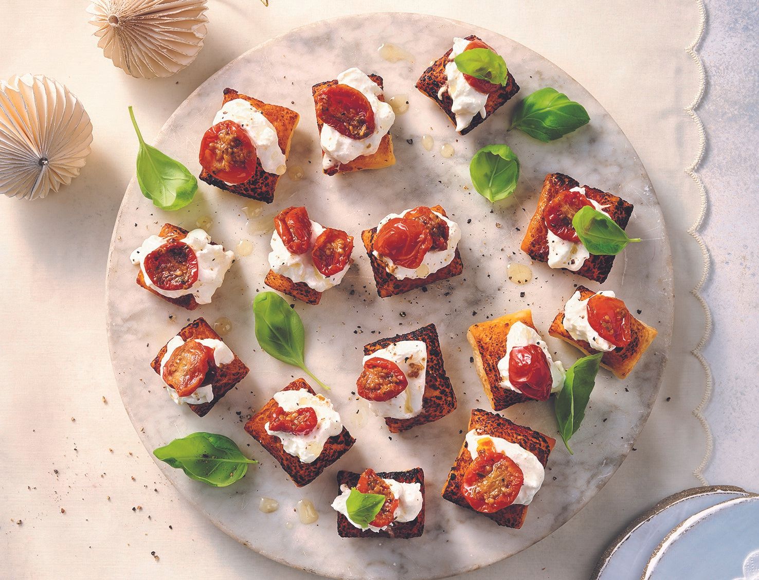 Burrata and pesto squares recipe