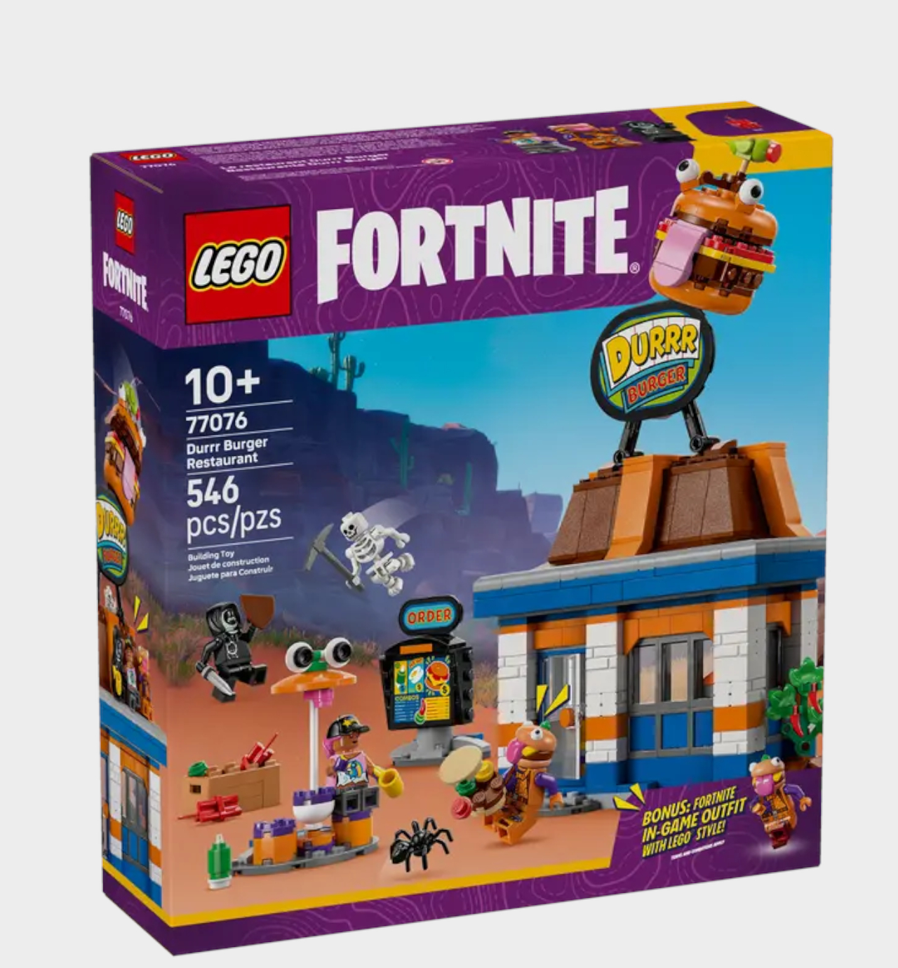 Lego Durrr Burger Restaurant box on a plain background