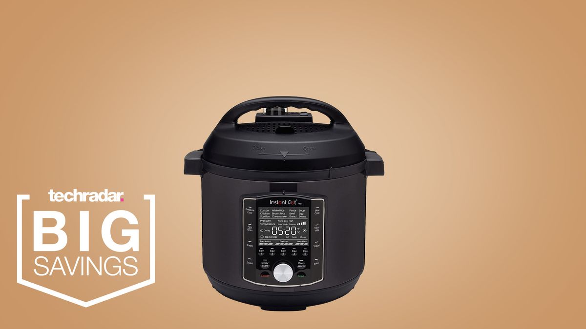 The Instant Pot Pro on a beige background