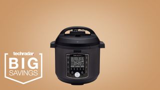 The Instant Pot Pro on a beige background