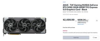 ASUS TUF Gaming RTX 5090 sold out at Best Buy