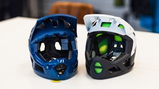 The MT500 and SingleTrack full face helmets side by side